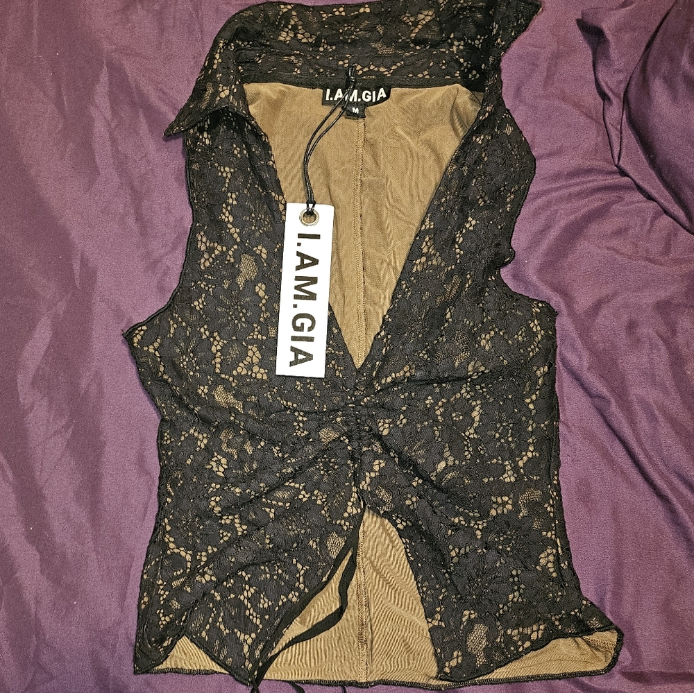 I.AM.GIA Black Lace Top